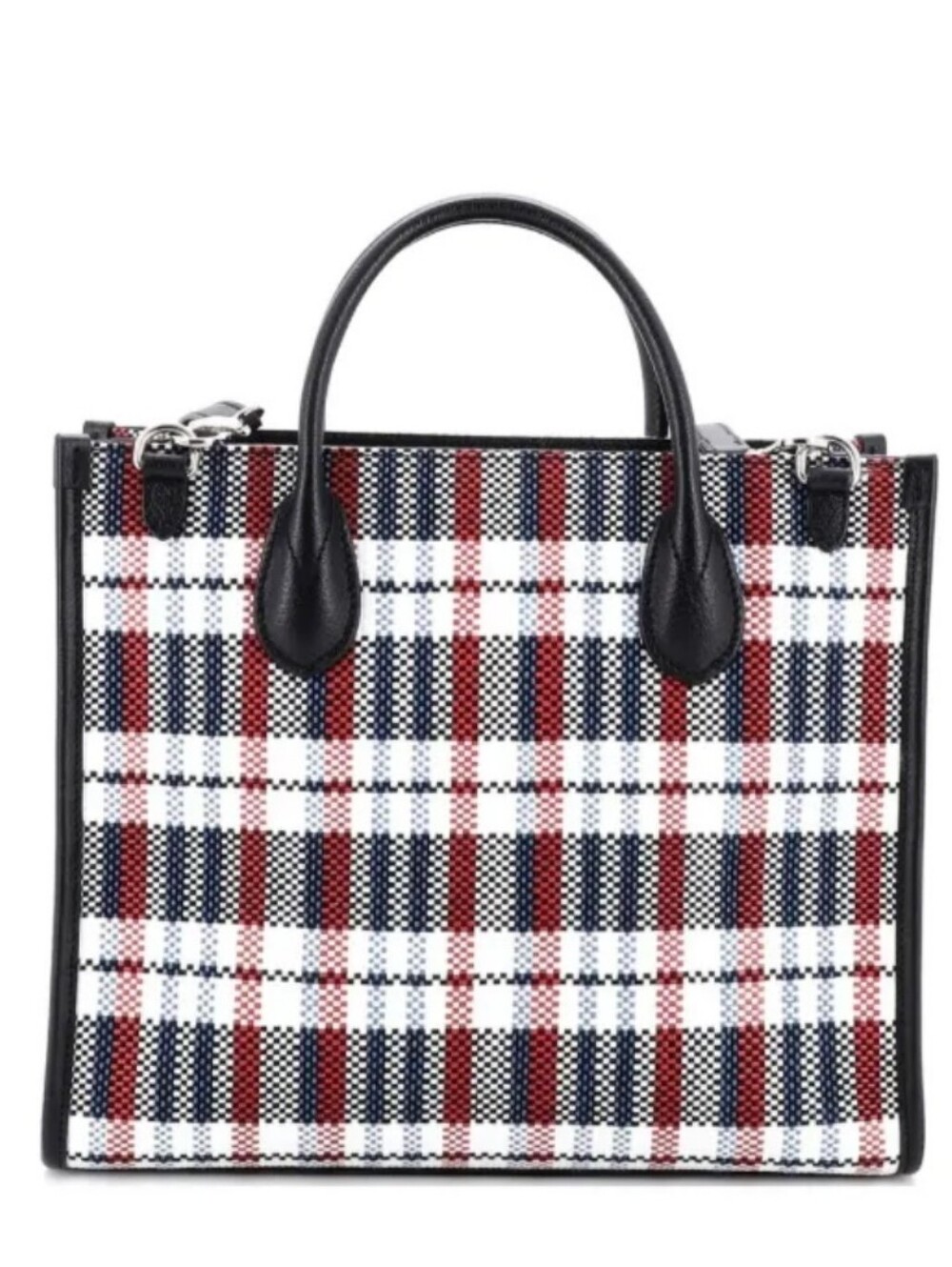 Gucci Multicolor Check "ICCUG" Logo Raffia Tote Bag - Picture 13 of 16
